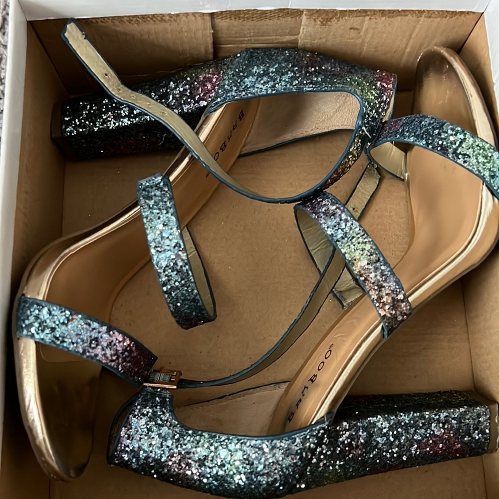 Open Toe Sequin Heel